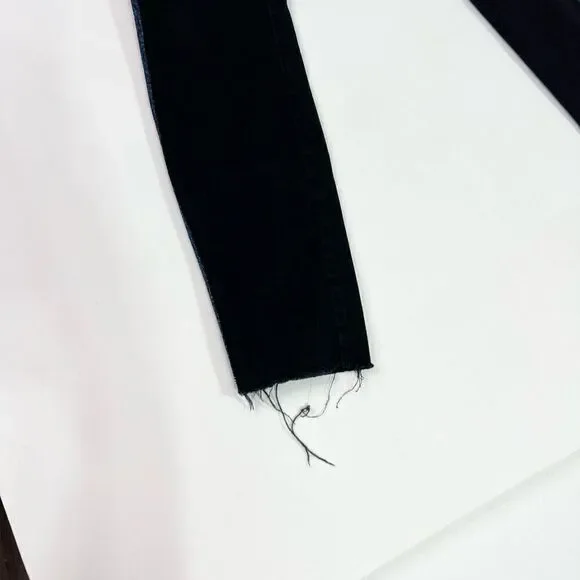 Mother Looker Ankle Fray Guilty Glitter Racer Jeans Womens 29 Black Frayed Hem - Picture 2 of 14